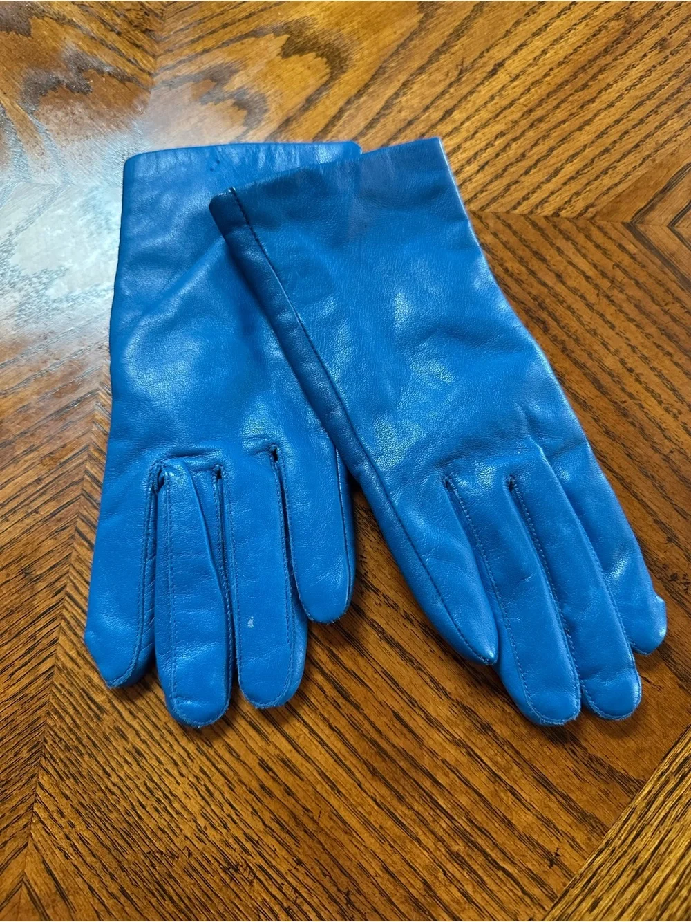 Women's Cobalt Blue Leather Gloves
